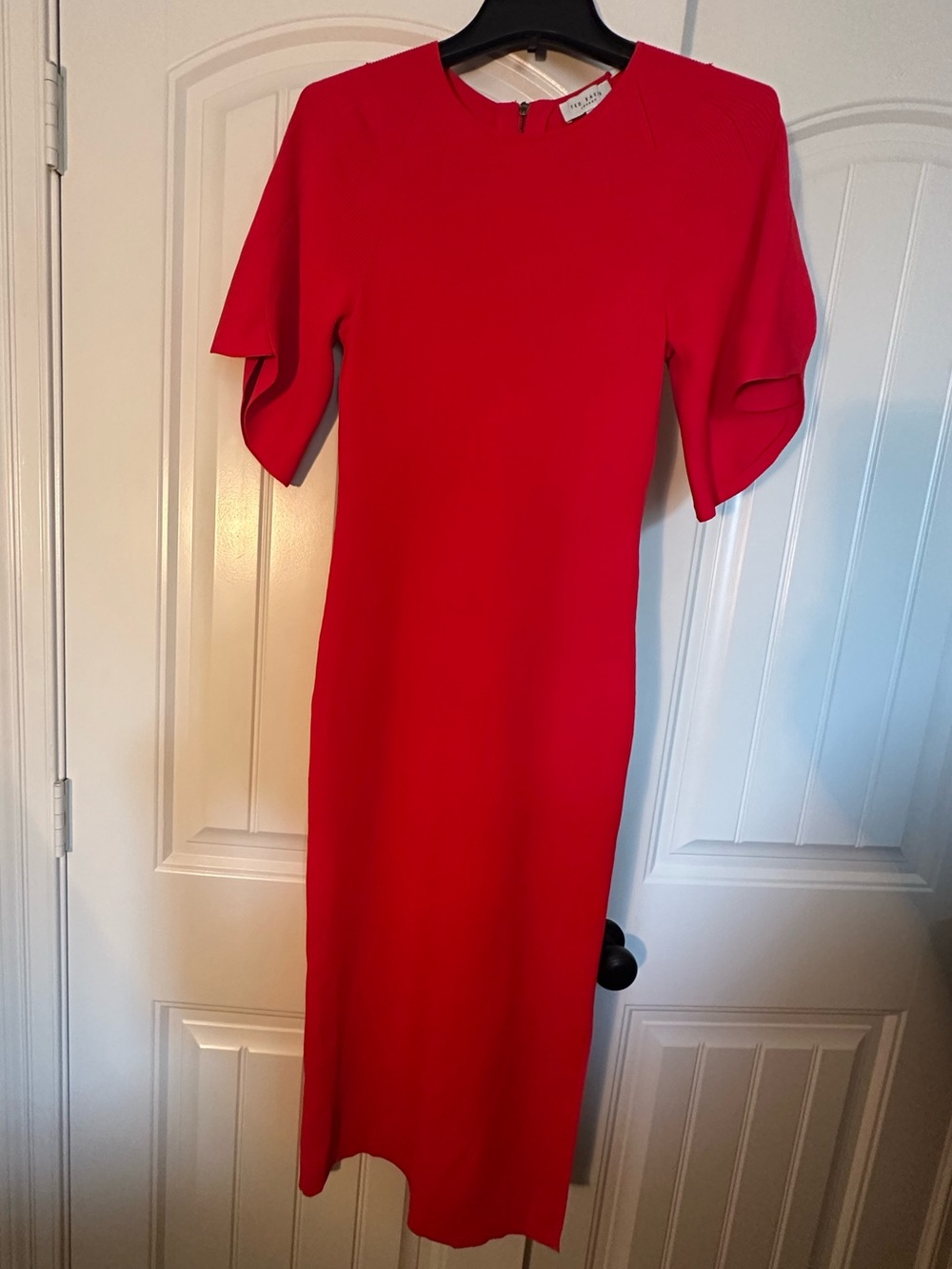 Ted Baker NWT Red Midi Dress with Flutter Sleeves